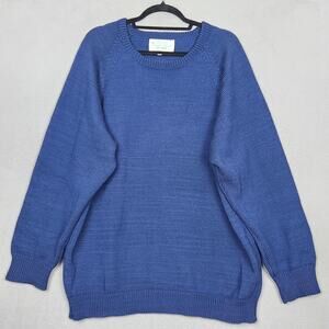 Moriarty Sweater Mens XL Blue 100% Wool Crewneck Knit Pullover Handmade USA